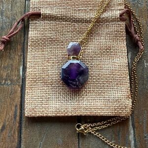 Amethyst Perfume Bottle Amethyst Necklace Gold Perfume Necklace